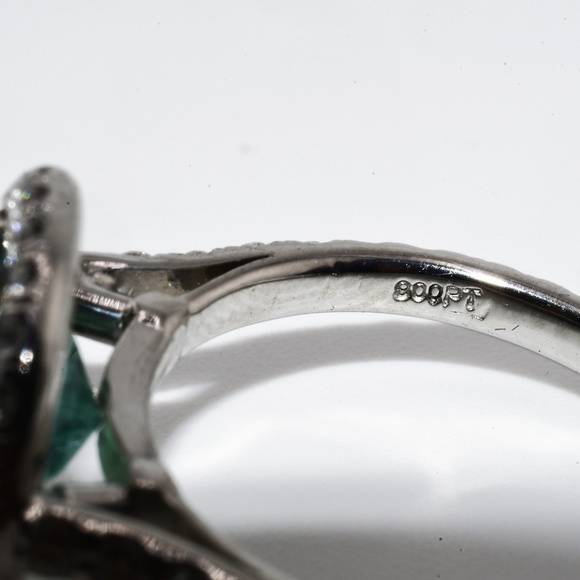 $9,000 Platinum 2.87CT Natural Zambian Emerald & Diamond Cocktail Ring Authentic - Picture 8 of 8